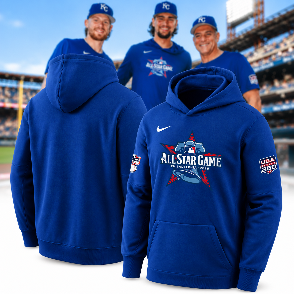 MLB All-Star Game Philadelphia 2026 Royal Blue Pullover Hoodie Baseball Fan Apparel