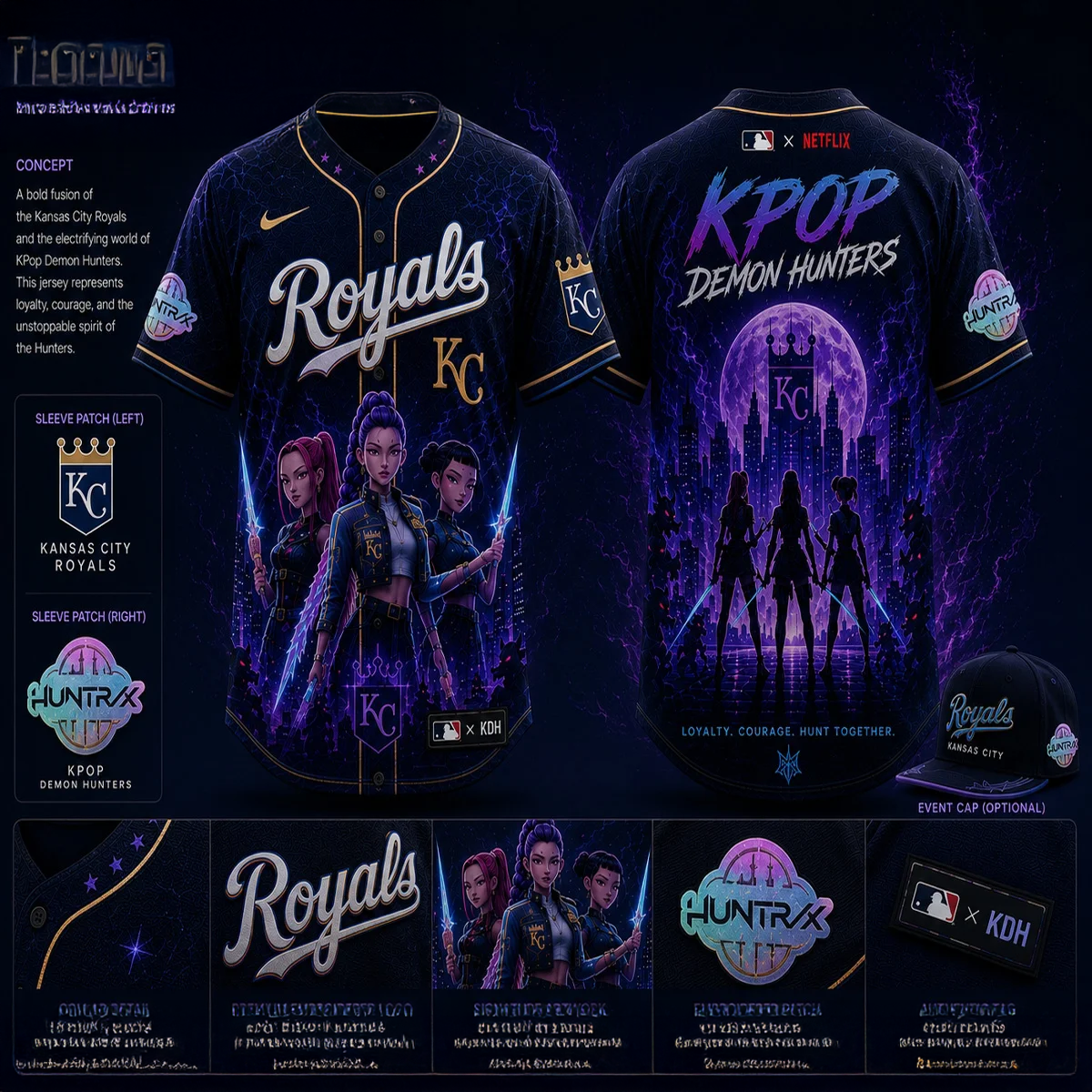 MLB x KPop Demon Hunters Night Premium Baseball Jersey Collection