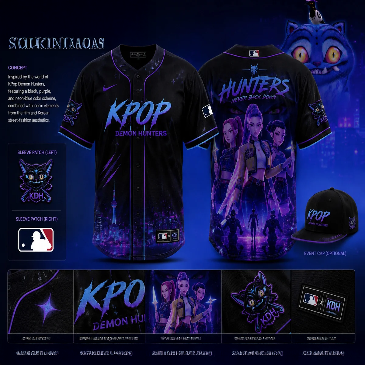 MLB x KPop Demon Hunters Premium Baseball Jersey Fan Collection