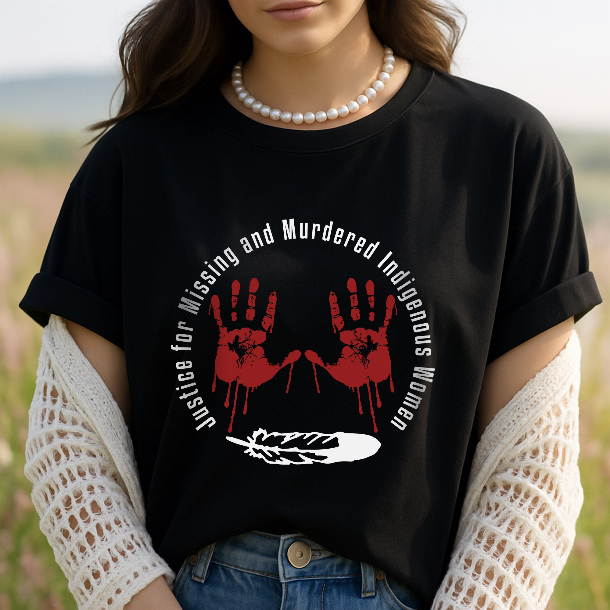 MMIW Awareness Justice For MMIW Red Hands Unisex TShirtHoodieSweatshirt