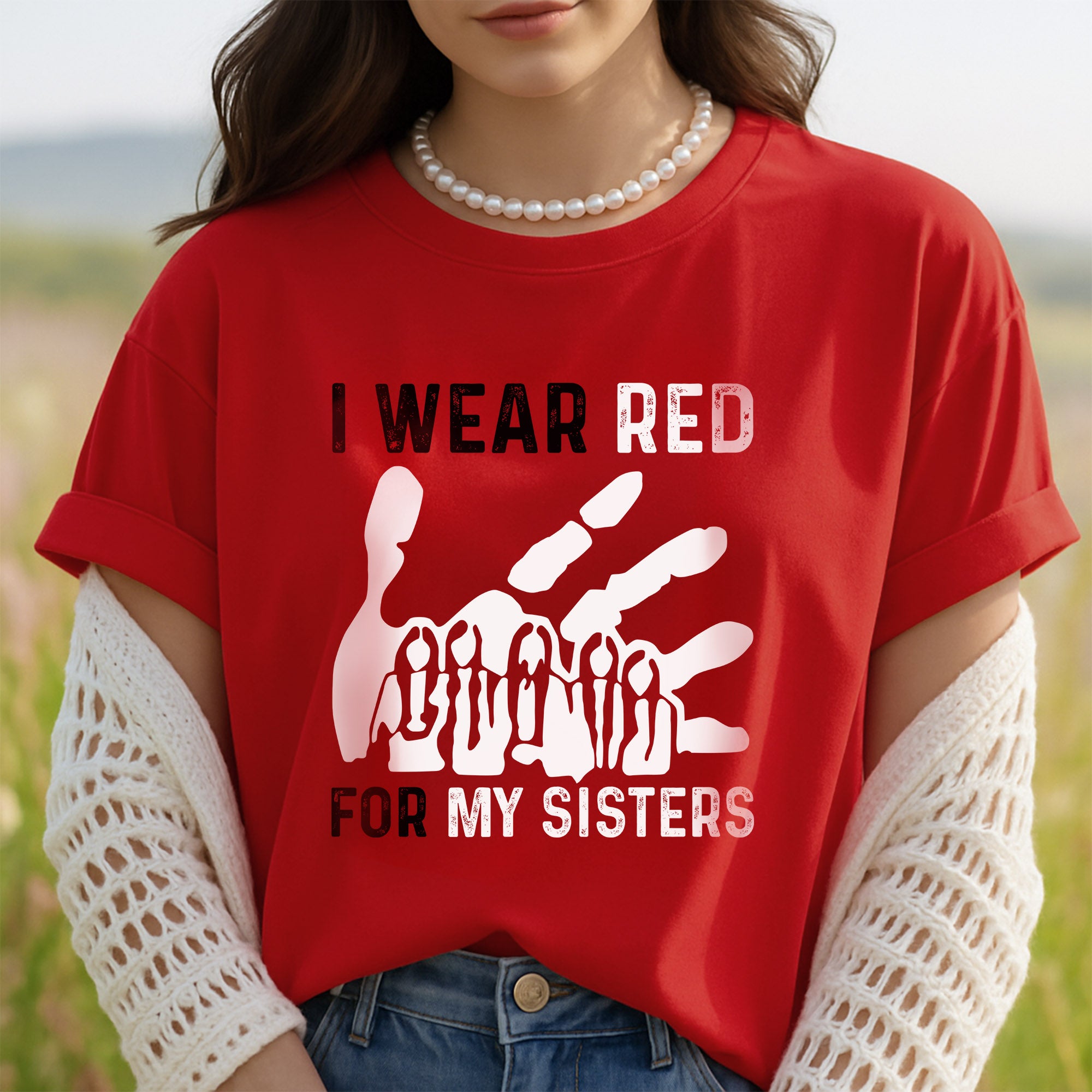 MMIW I Wear Red For My Sister Red Hand Unisex TShirtHoodieSweatshirt