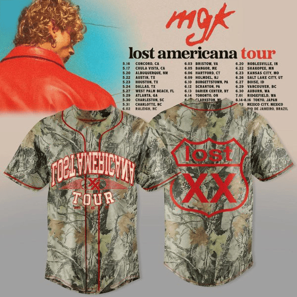 Machine Gun Kelly Merch MGK Lost Americana Tour 2026 Camo Baseball Jersey MGK Fans Gifts