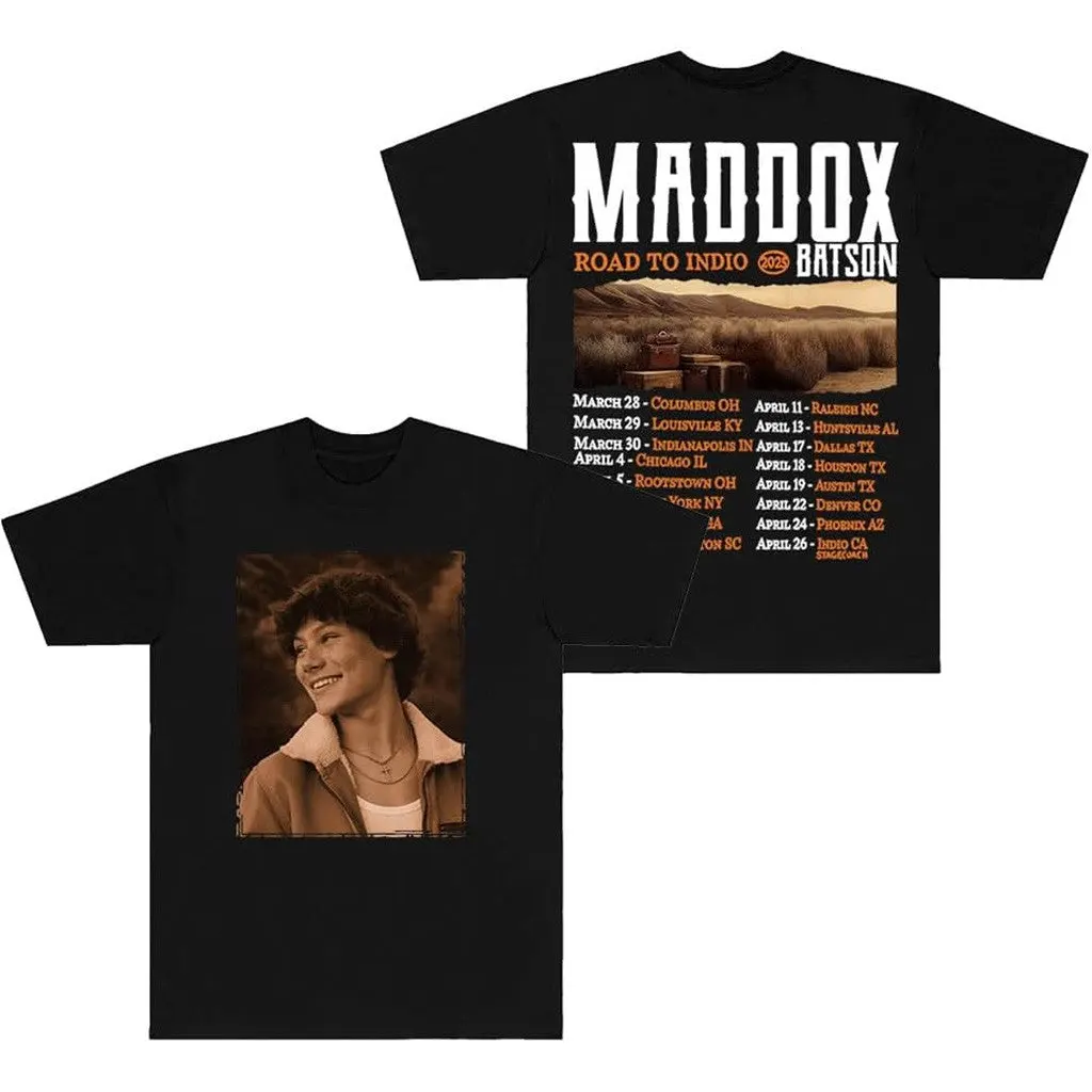 Maddox Batson Merch Tour Road To Indio TShirt Black Gifts For Fans
