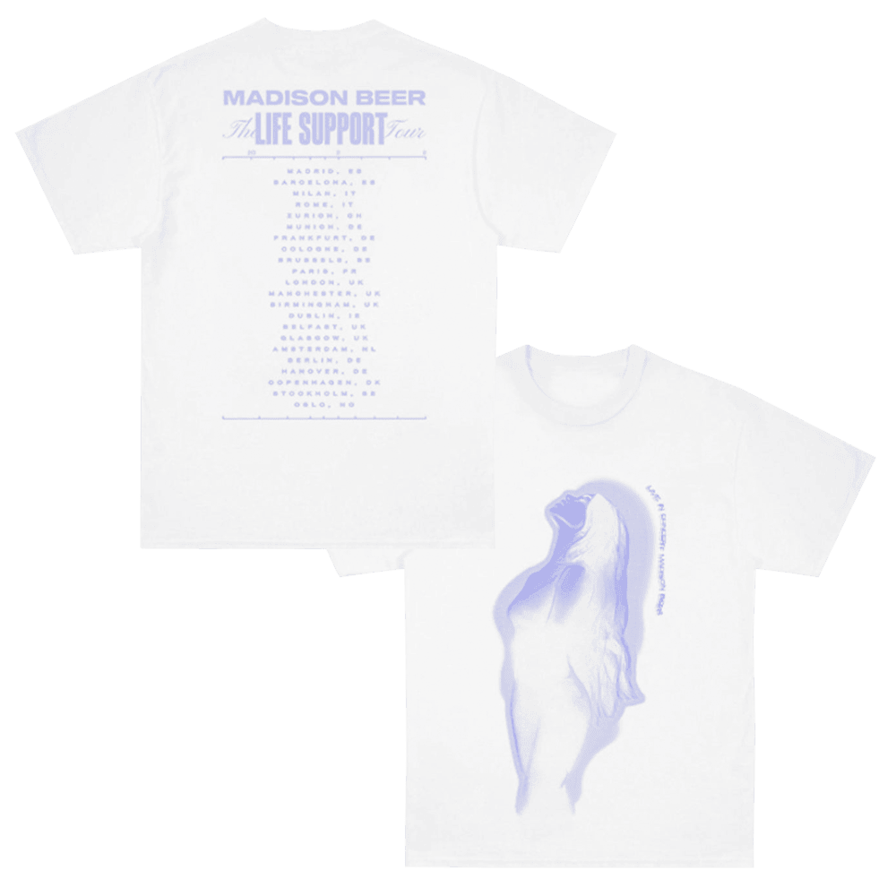Madison Beer Merch Life Support Tour US Silhouette White TShirt Music Fans Gifts