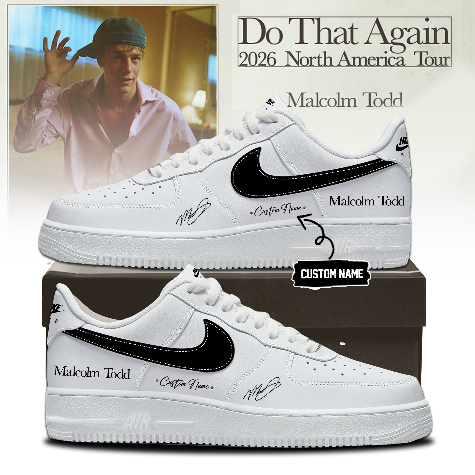 Malcolm Todd Do That Again Tour Signed Concert Collection Sneakers