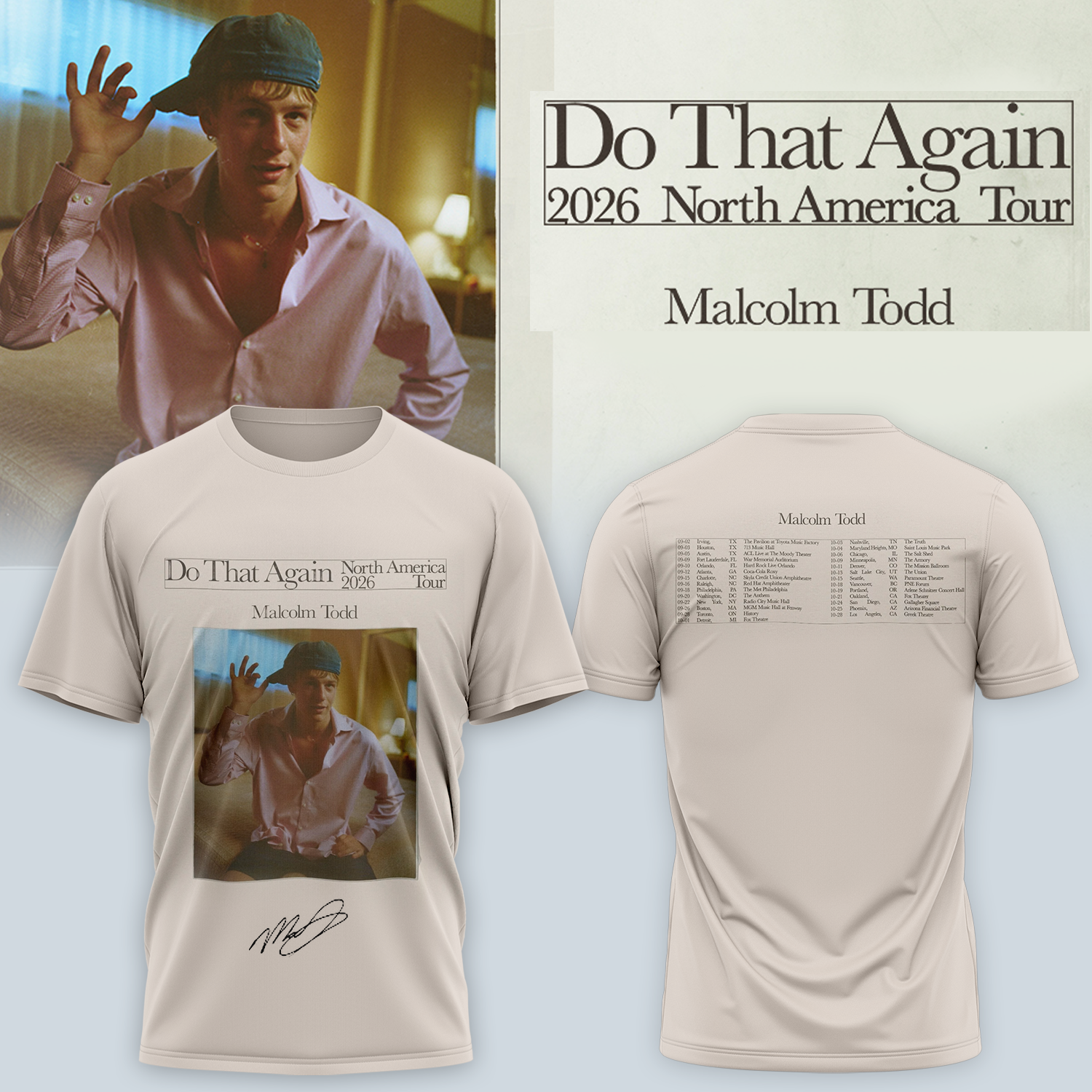 Malcolm Todd Do That Again Tour Signed Official Fan T Shirt