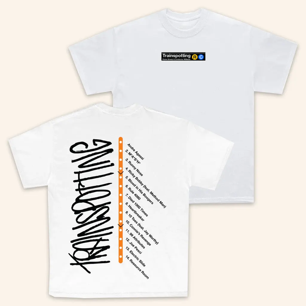 Massappeal Merch Rome Rome Streetz And Conductor Williams Trainspotting White TShirt