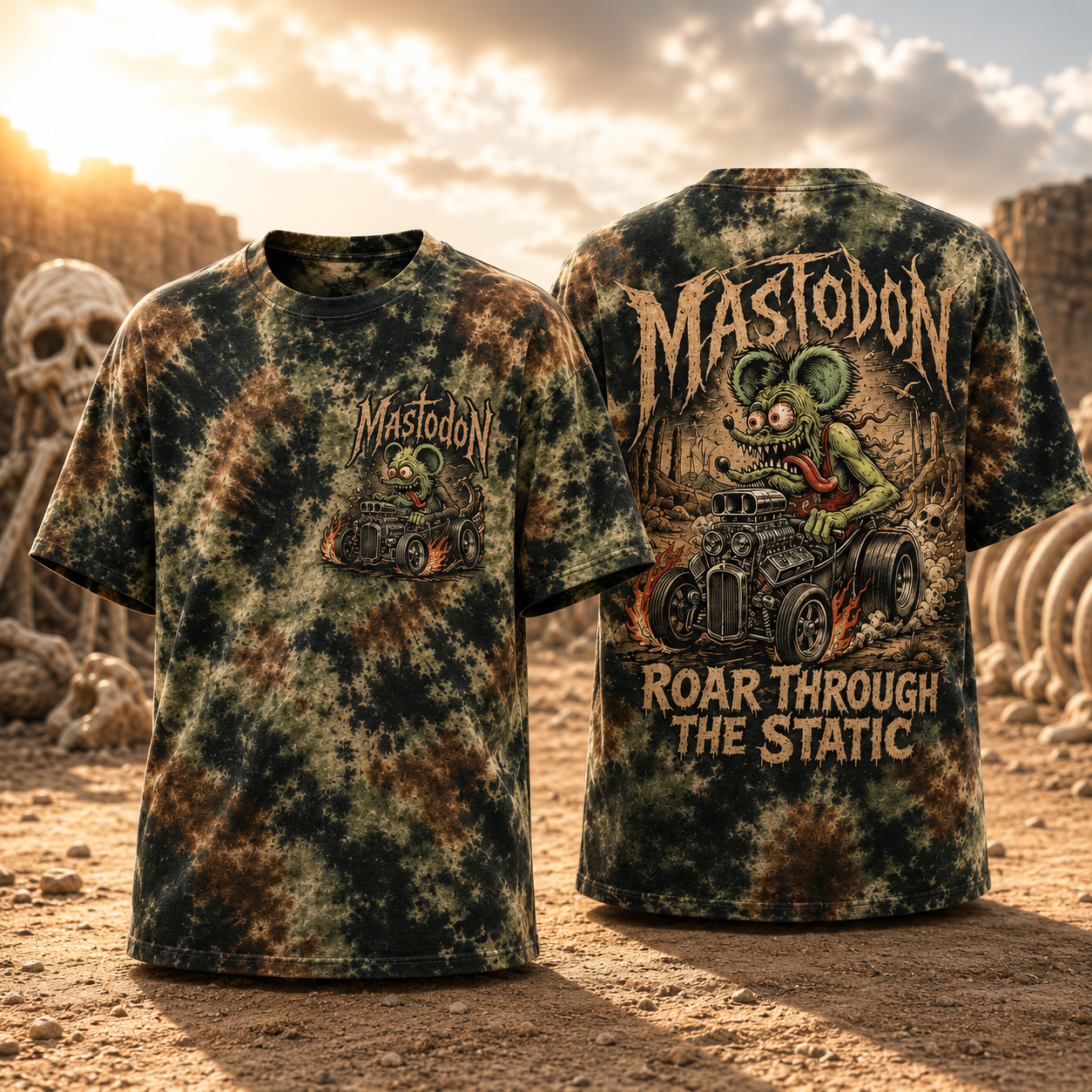 Mastodon Roar Through The Static Tie Dye T Shirt Vintage Progressive Metal Band Graphic 2 Sided Unisex Tee Gift For Rock Fans