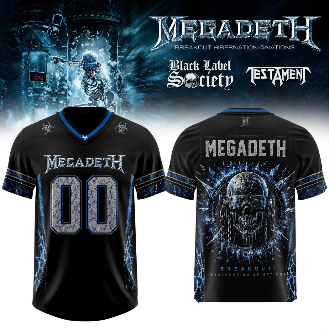 Megadeth Breakout Hibernation of the Nations Tour Custom Football Jersey Metal Band Tour Fan Sports Style Apparel 1 - Unicasport Megadeth Breakout Hibernation of the Nations Tour Custom Football Jersey Metal Band Tour Fan Sports Style Apparel