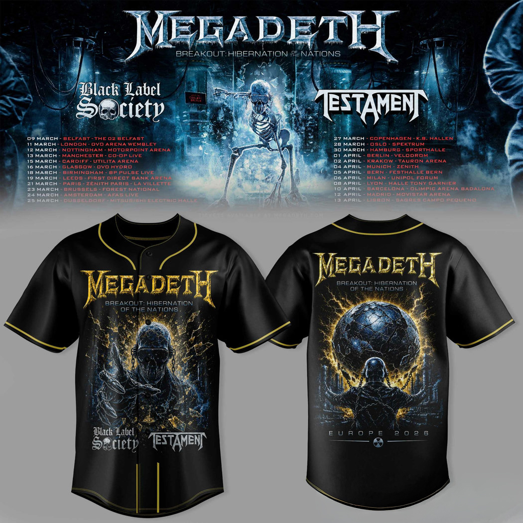 Megadeth Breakout Hibernation of the Nations Tour Special Baseball Jersey Heavy Metal Concert Fan Apparel 1 - Unicasport Megadeth Breakout Hibernation of the Nations Tour Special Baseball Jersey Heavy Metal Concert Fan Apparel