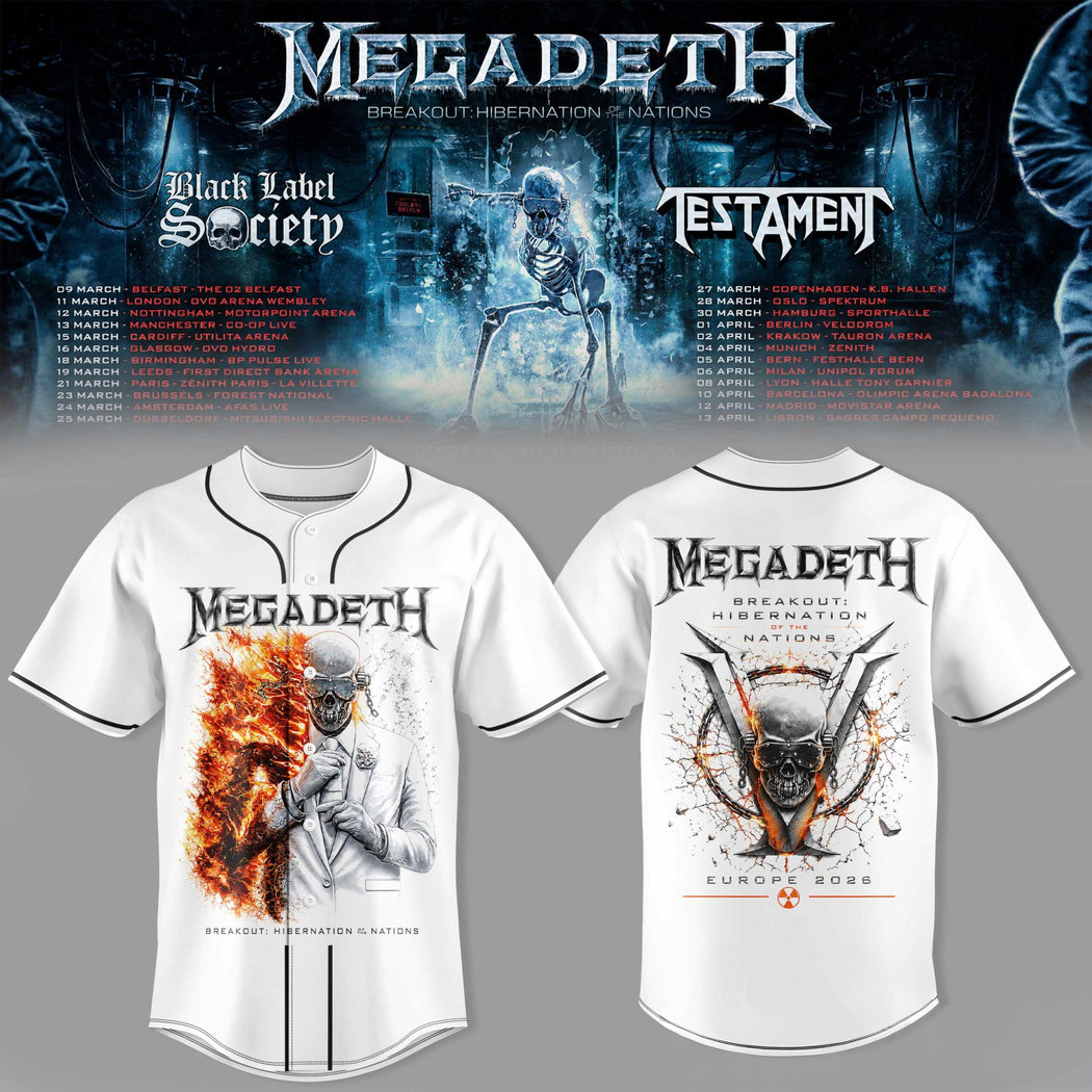 Megadeth Breakout Hibernation of the Nations Tour Special Baseball Jersey Heavy Metal Fan Tour Gift 1 - Unicasport Megadeth Breakout Hibernation of the Nations Tour Special Baseball Jersey Heavy Metal Fan Tour Gift
