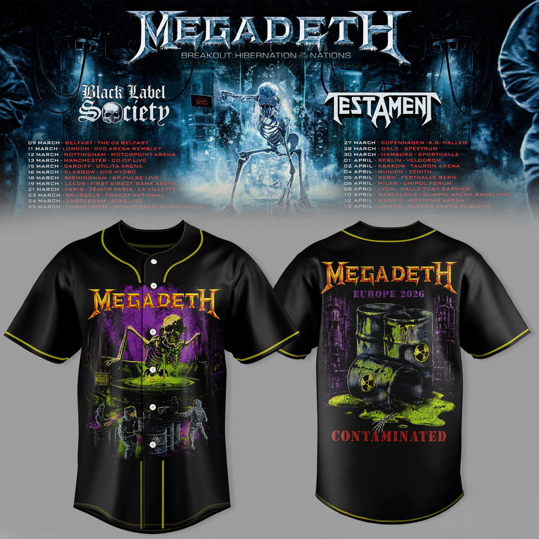 Megadeth Breakout Hibernation of the Nations Tour Special Baseball Jersey Metal Music Tour Fan Sports Jersey 1 - Unicasport Megadeth Breakout Hibernation of the Nations Tour Special Baseball Jersey Metal Music Tour Fan Sports Jersey