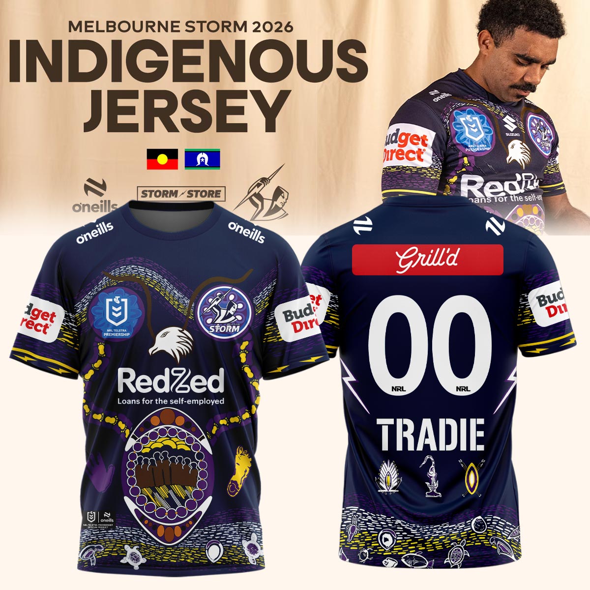Melbourne Storm 2026 Indigenous Limited Edition Custom Number Baseball Jersey