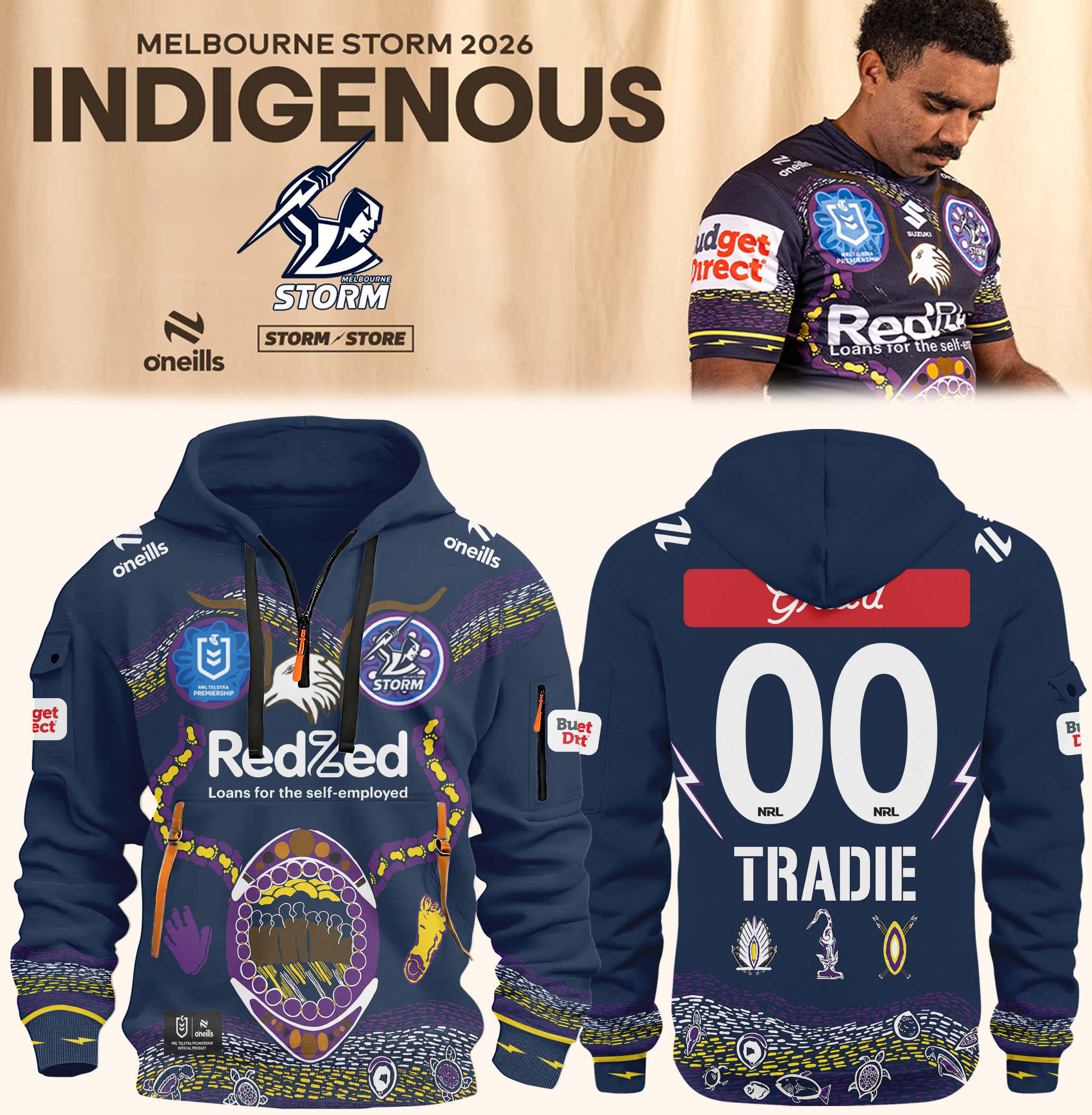 Melbourne Storm 2026 Indigenous Limited Edition Custom Number Hoodie Jacket