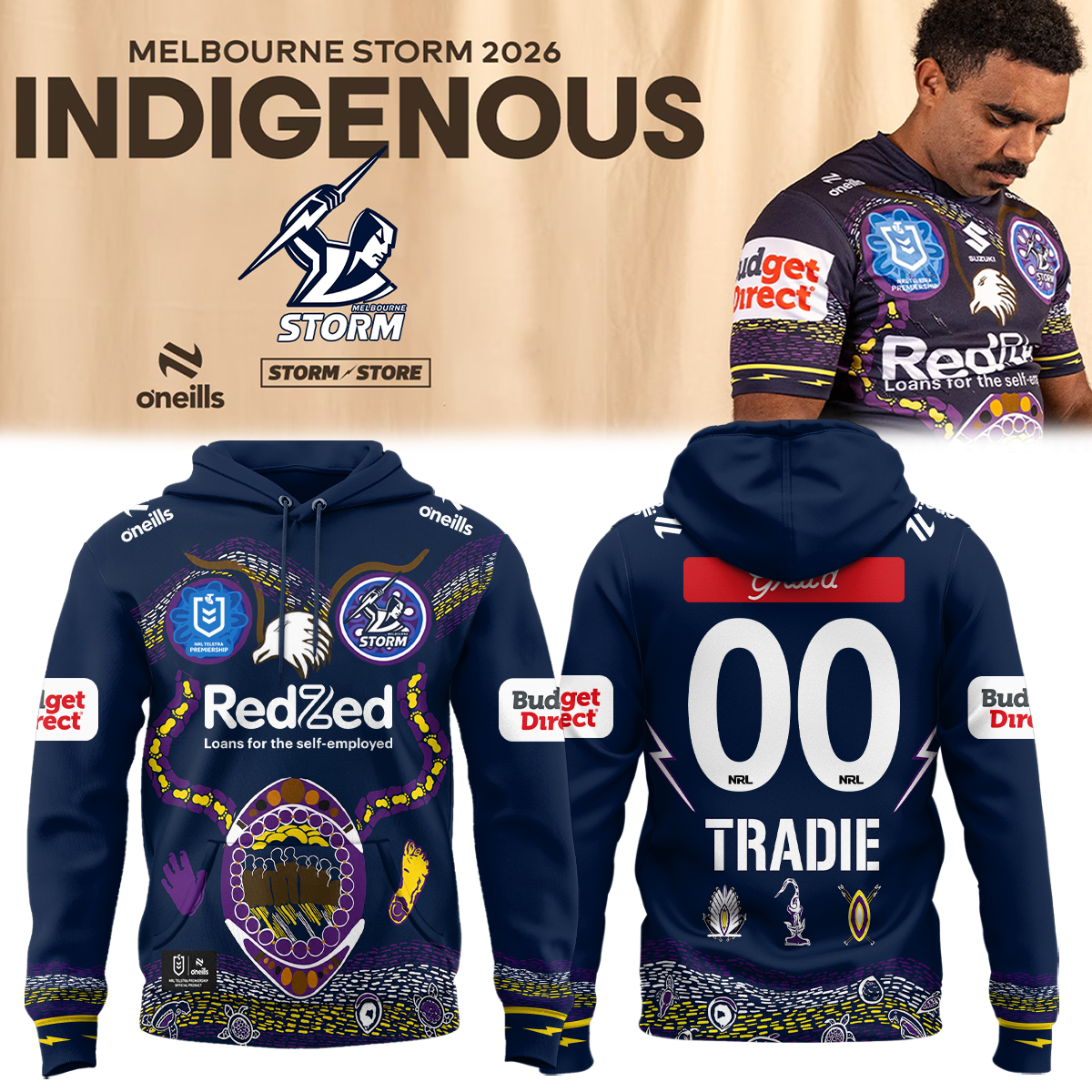 Melbourne Storm 2026 Indigenous Limited Edition Custom Number Hoodie