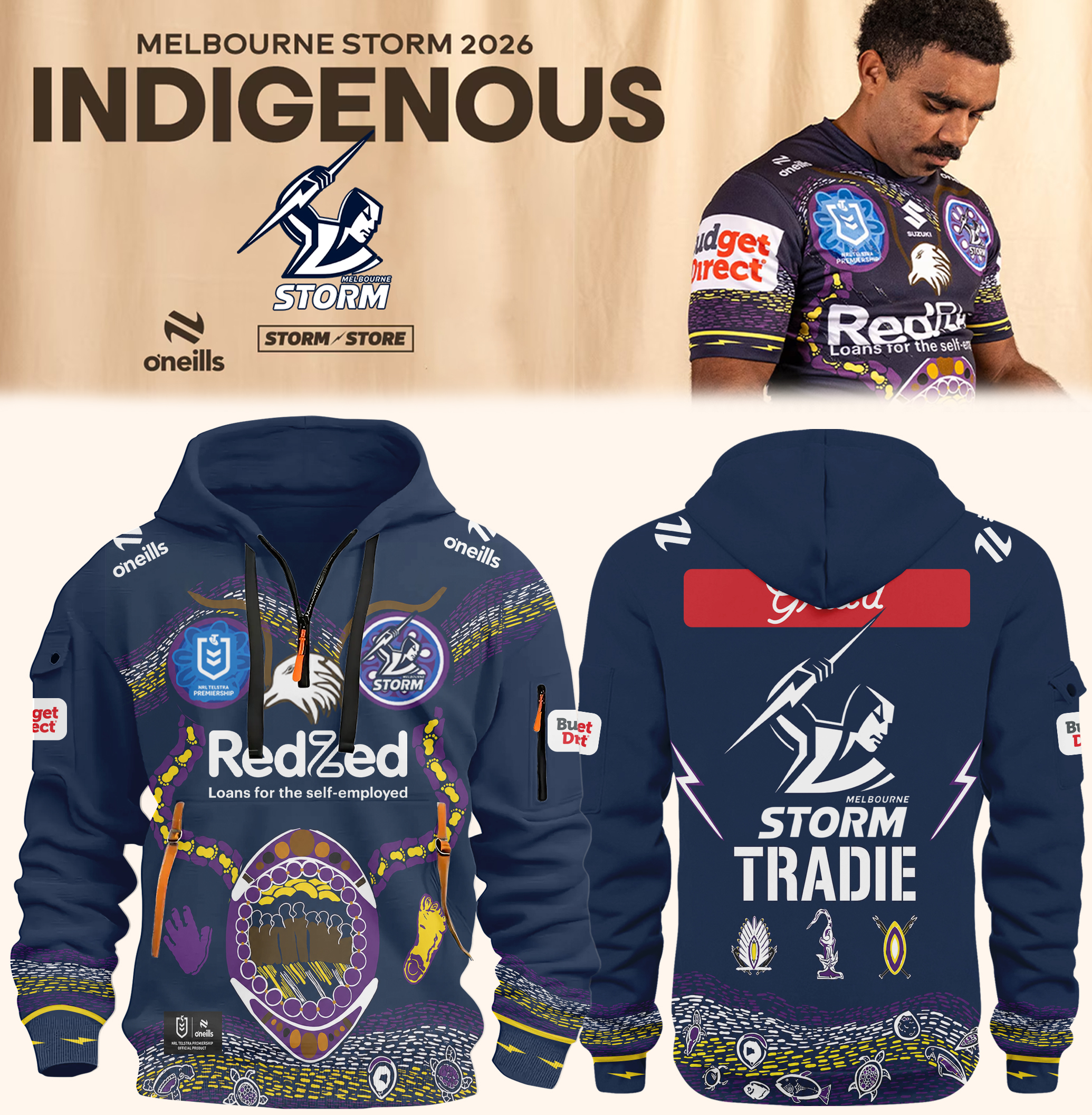 Melbourne Storm 2026 Indigenous Limited Edition Premium Hoodie Jacket