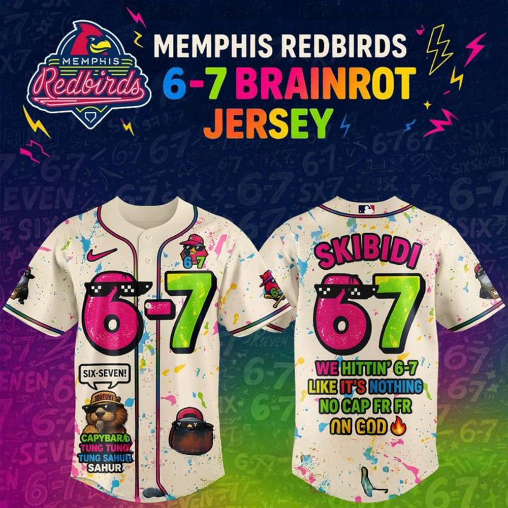 Memphis Redbirds 67 Brainrot Limited Edition Baseball Jersey