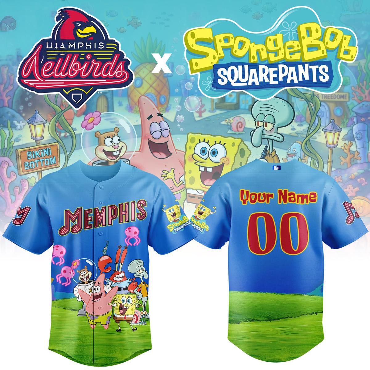 Memphis Redbirds SpongeBob SquarePants Day 2026 Personalized Baseball Jersey 1 - Unicasport Memphis Redbirds SpongeBob SquarePants Day 2026 Personalized Baseball Jersey