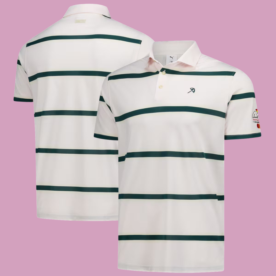 Mens Pique Stripe Performance Golf Polo Shirt Pink 2026 Lightweight Breathable Fabric