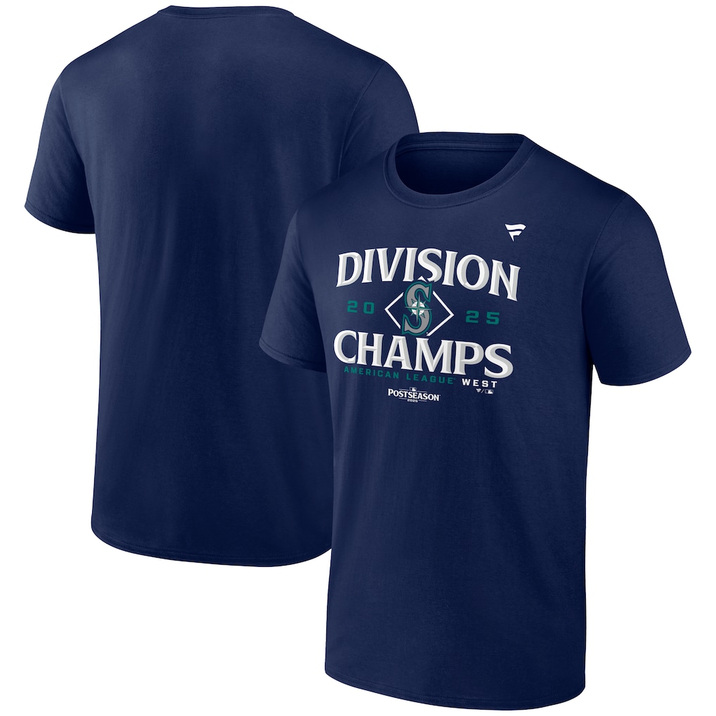 Mens Seattle Mariners Navy 2025 AL West Division Champions Locker Room TShirt