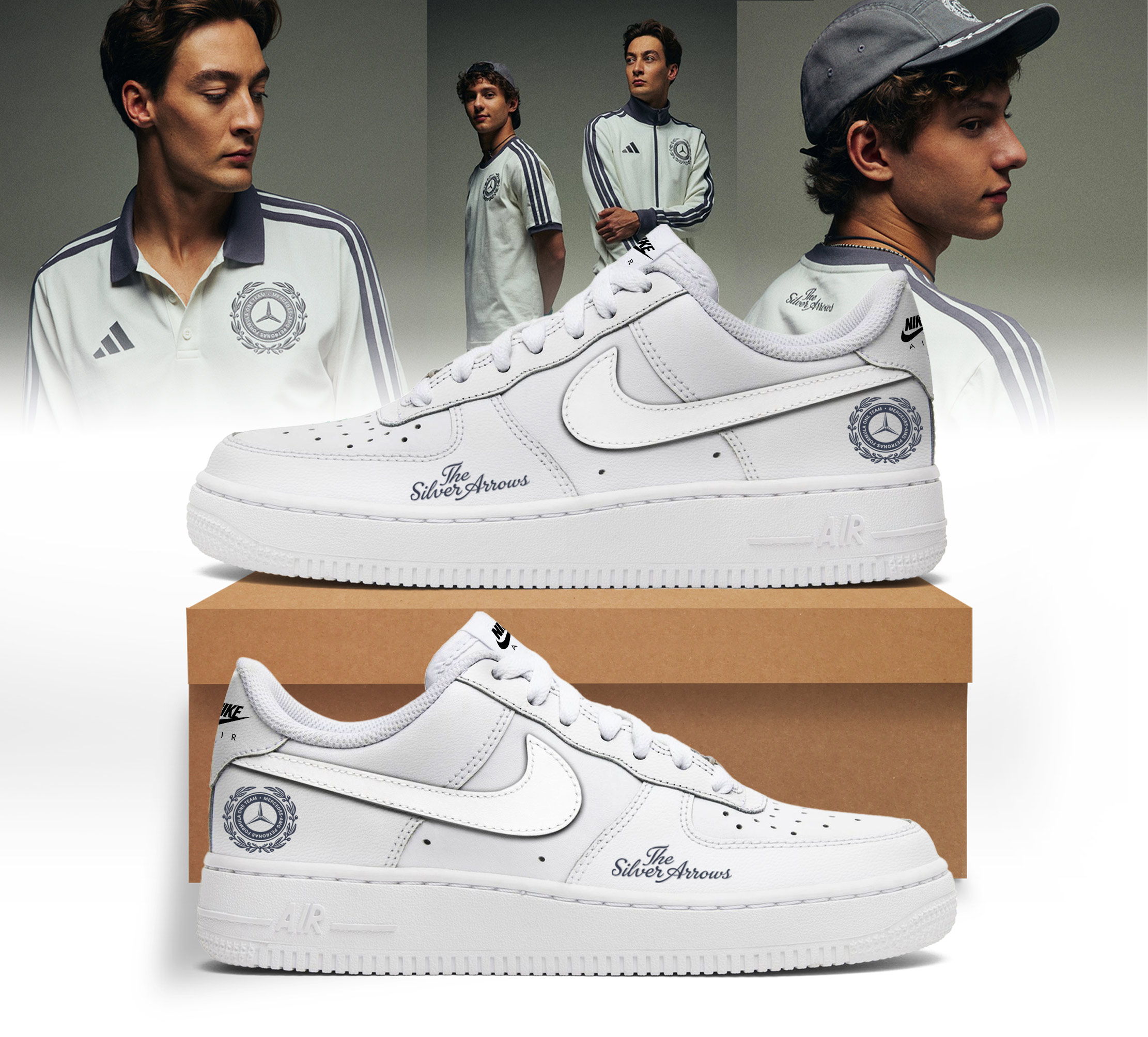 Mercedes AMG Petronas F1 2026 Premium Air Force 1 Sneakers Collection Gifts For Fans