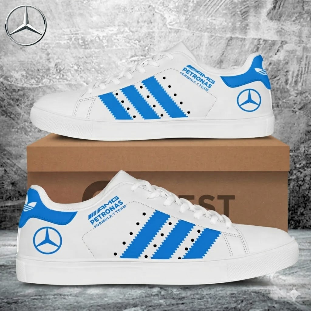 Mercedes AMG Petronas F1 Team Premium Stan Smith Sneakers Gifts For Fans
