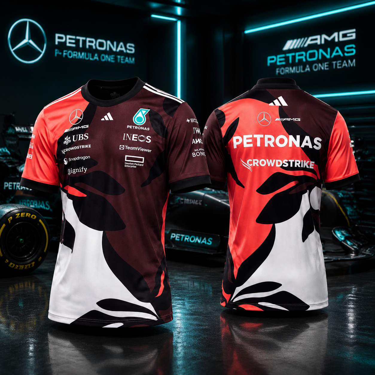 Mercedes AMG Petronas Formula 1 Floral Graphic Performance T Shirt Motorsport Fan Edition