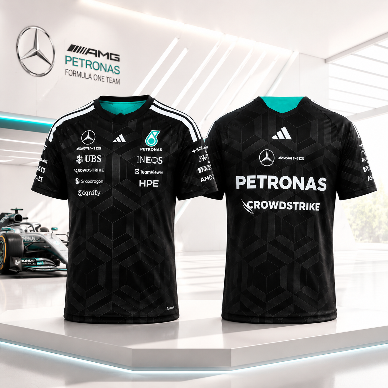 Mercedes AMG Petronas Formula One Team Black Performance Jersey Motorsport Fan Gift