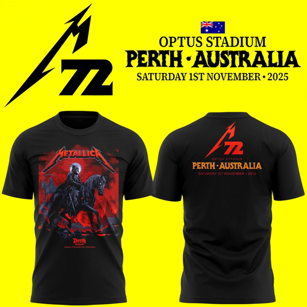 Metallica M72 World Tour Perth 2026 Official Graphic T Shirt