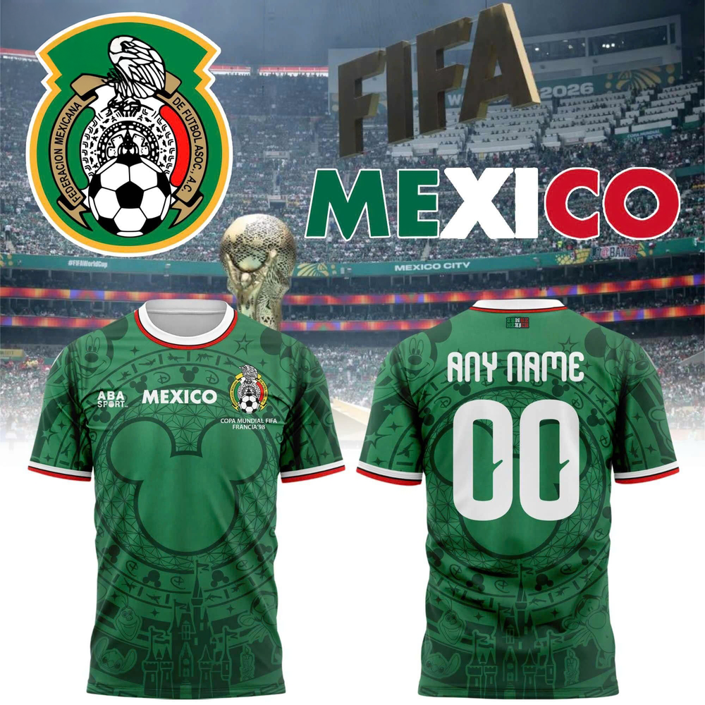 Mexico FIFA World Cup 2026 Disney Mickey Custom T Shirt Personalized Name Number