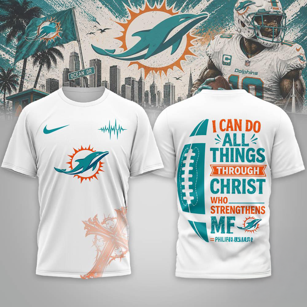 Miami Dolphins Christ Strengthens Me Limited 3D Graphic Shirt
