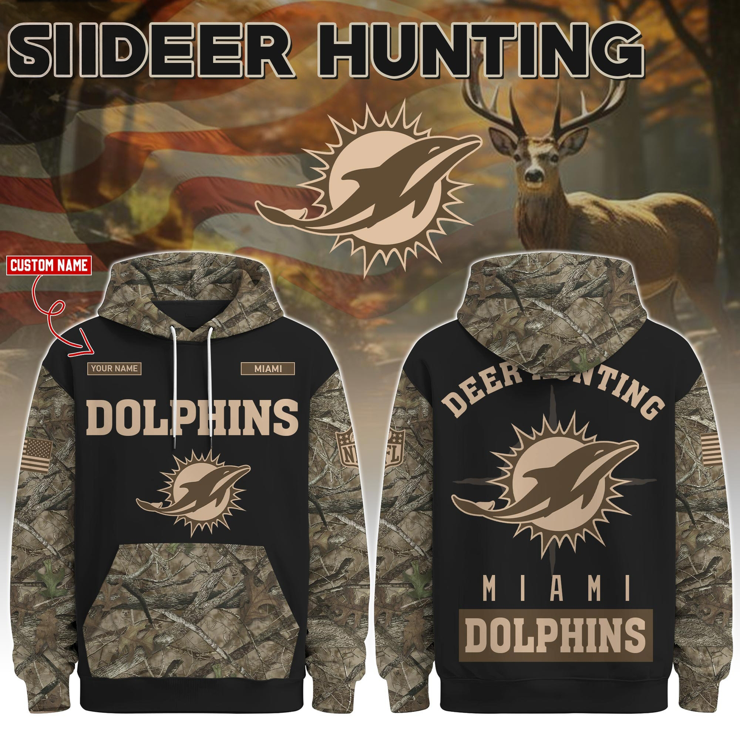 Miami Dolphins Deer Hunting Limited Edition Hoodie Â– NFL Hunting Hoodie for Fans