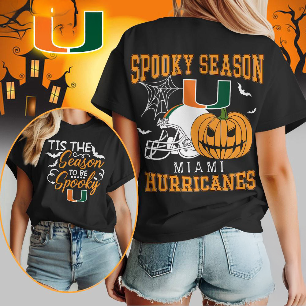 Miami Hurricanes 2025 NCAA Halloween Spooky Season Vintage T Shirt