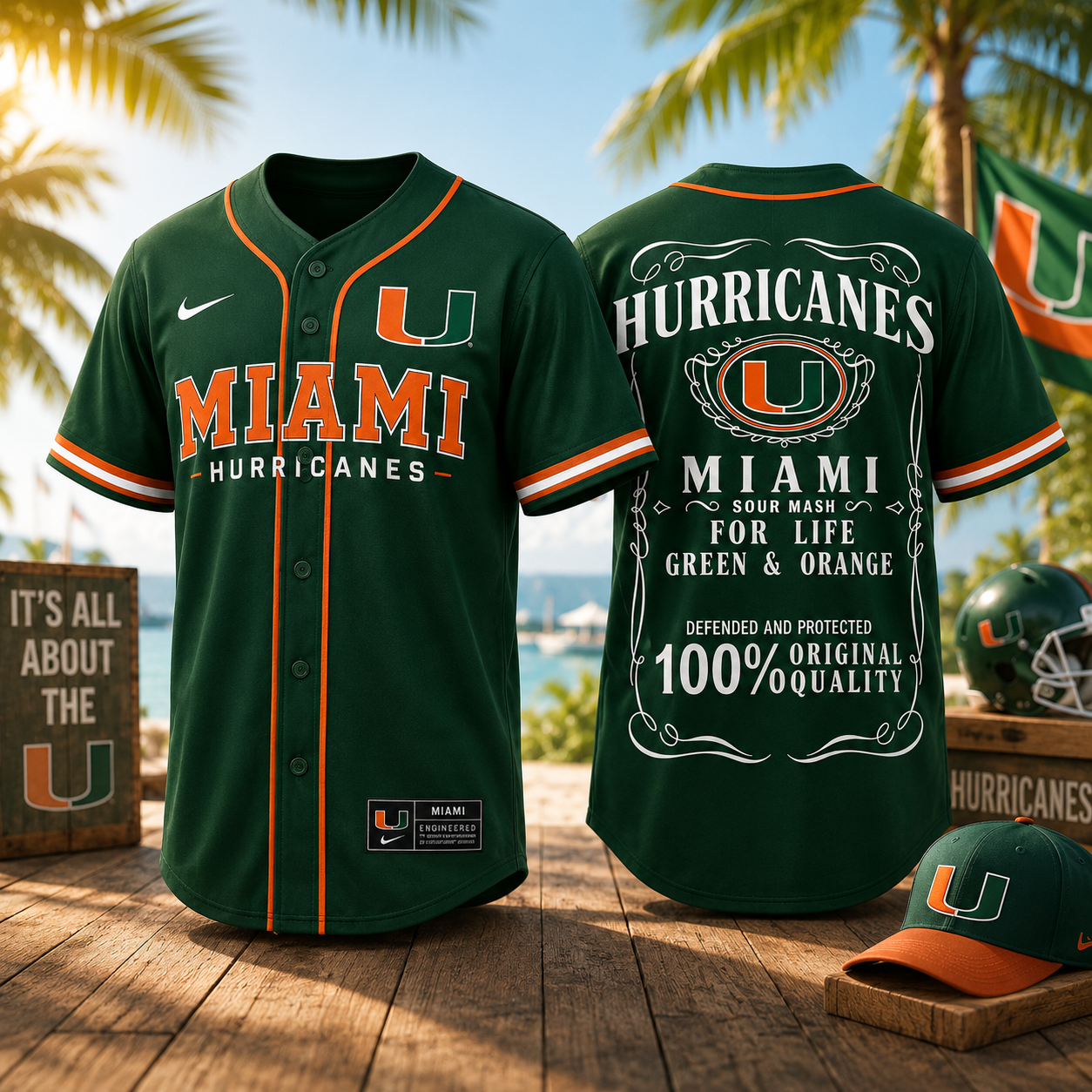 Miami Hurricanes NCAA 2026 Tropical Green & Orange Baseball Jersey - Hurricanes For Life Original Quality Sports Fan Gift