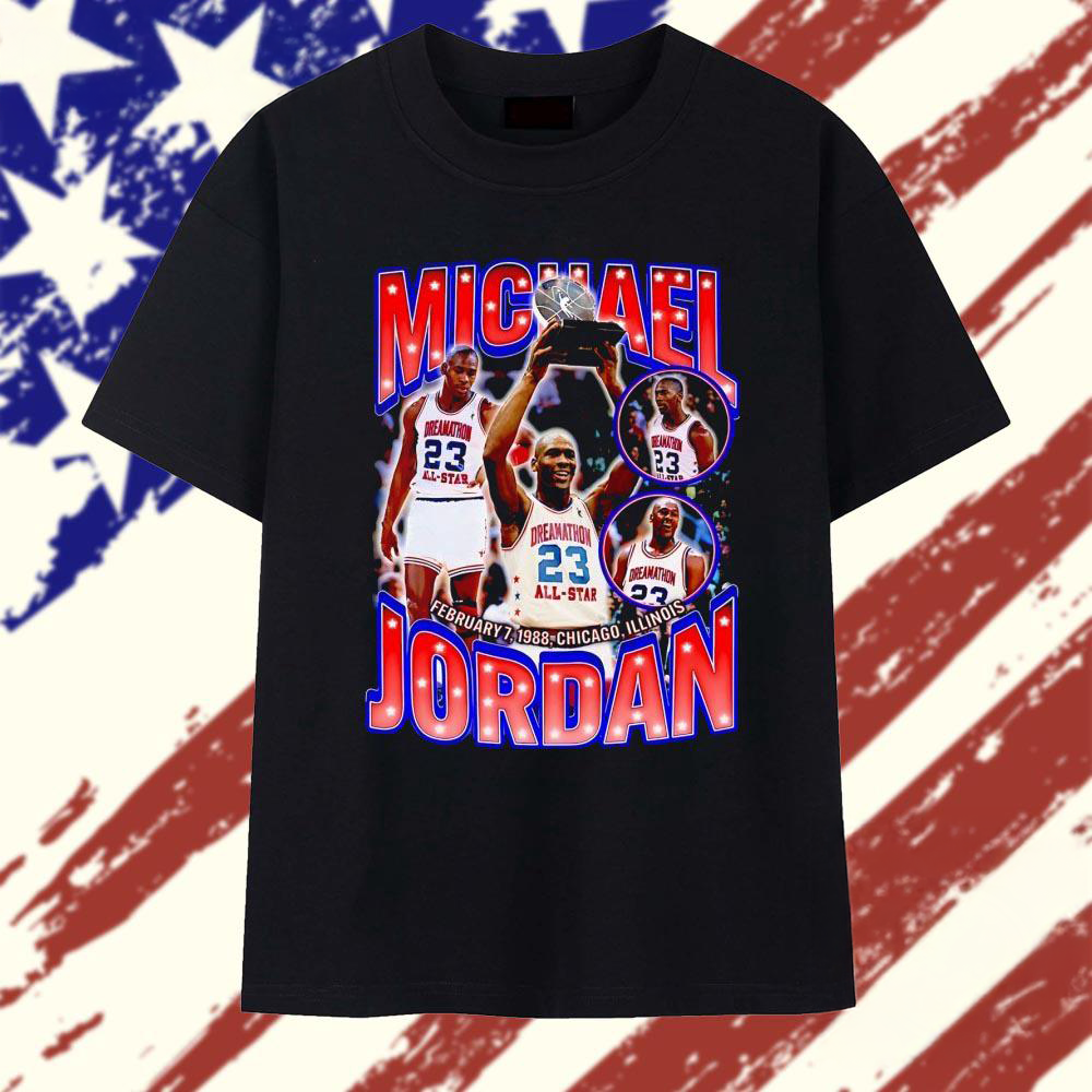 Michael Jordan Dreamathon All Star Chicago 1988 Trophy Graphic T Shirt