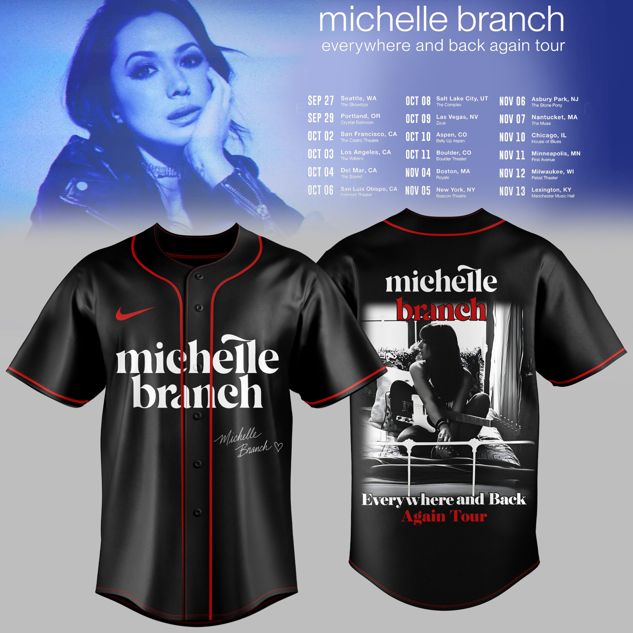 Michelle Branch Everywhere And Back Again Tour Collection Limited Edition Baseball Jersey