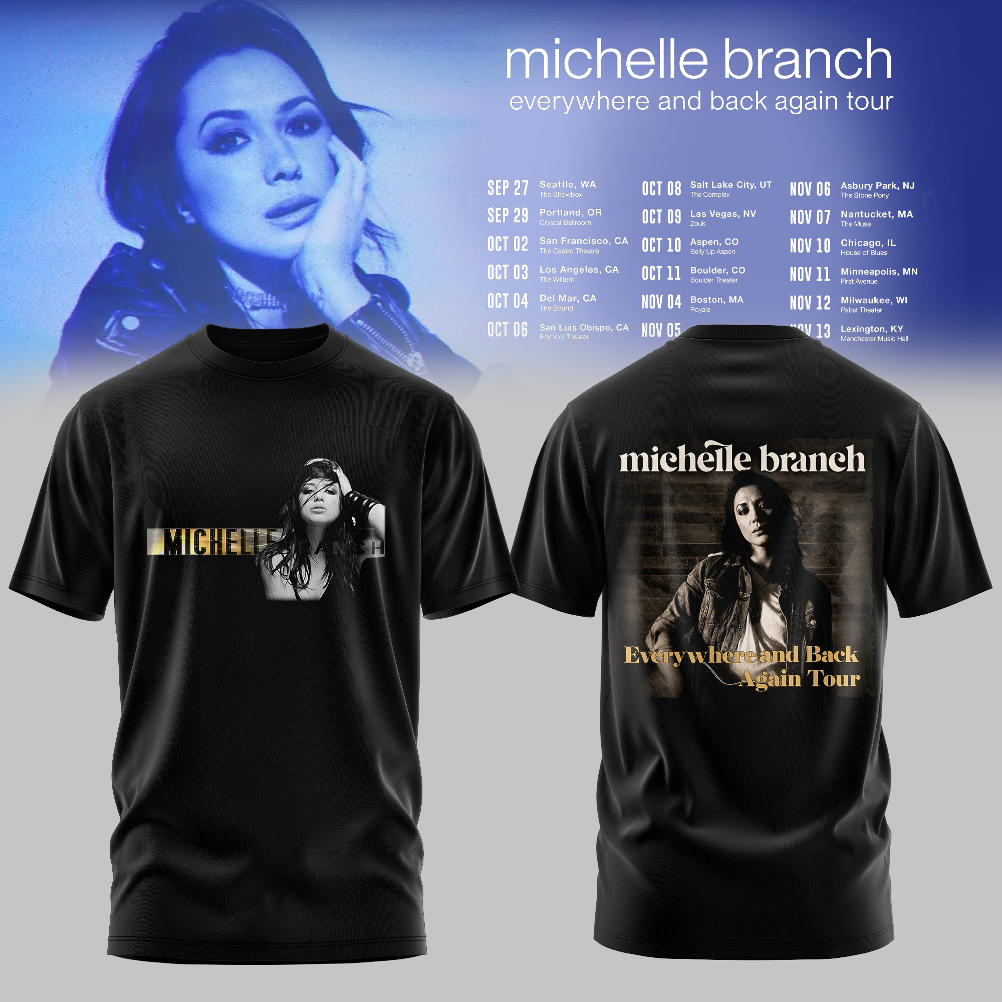 Michelle Branch Everywhere And Back Again Tour Collection Premium Concert Graphic Tee