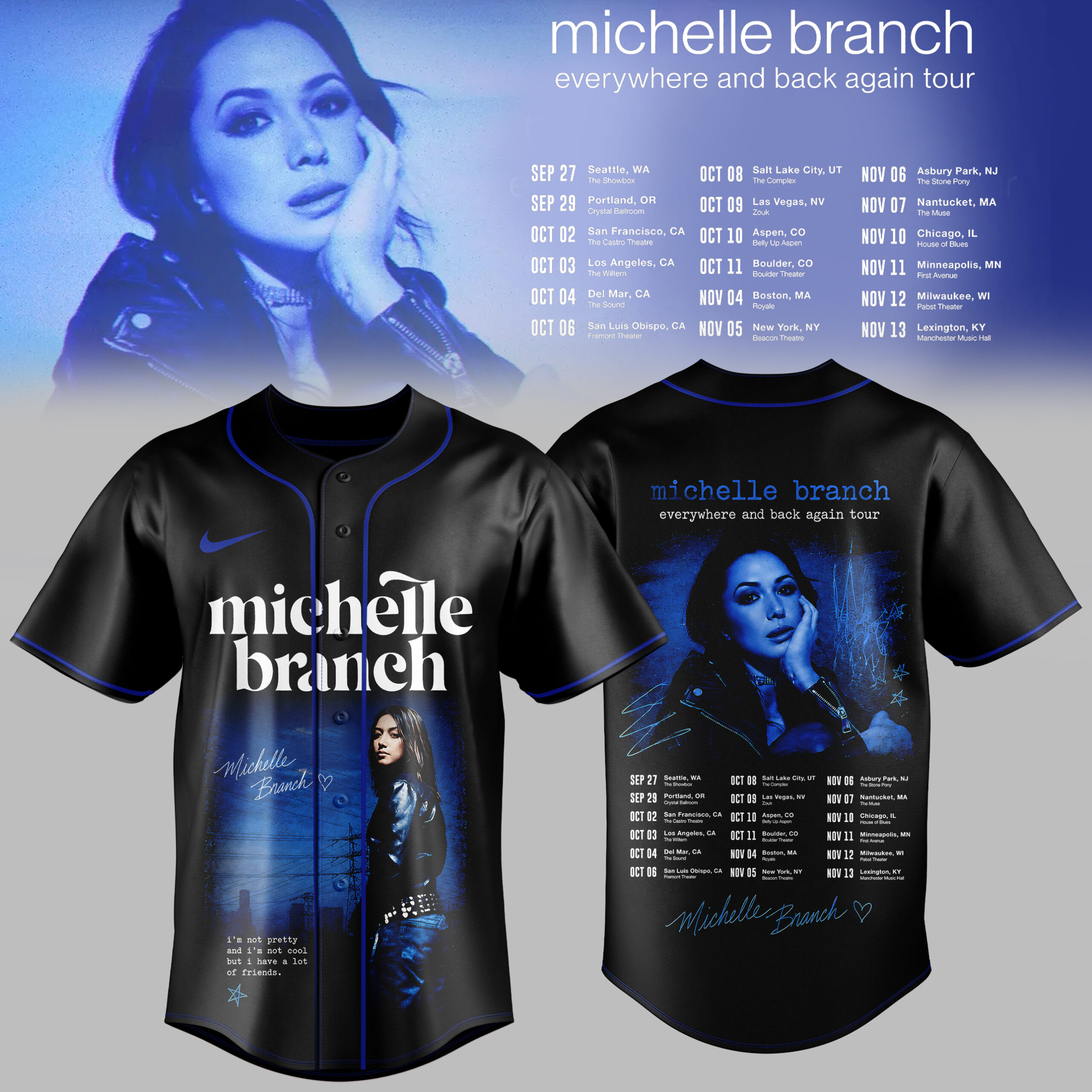 Michelle Branch Everywhere And Back Again Tour Collection Premium Signature Baseball Jersey