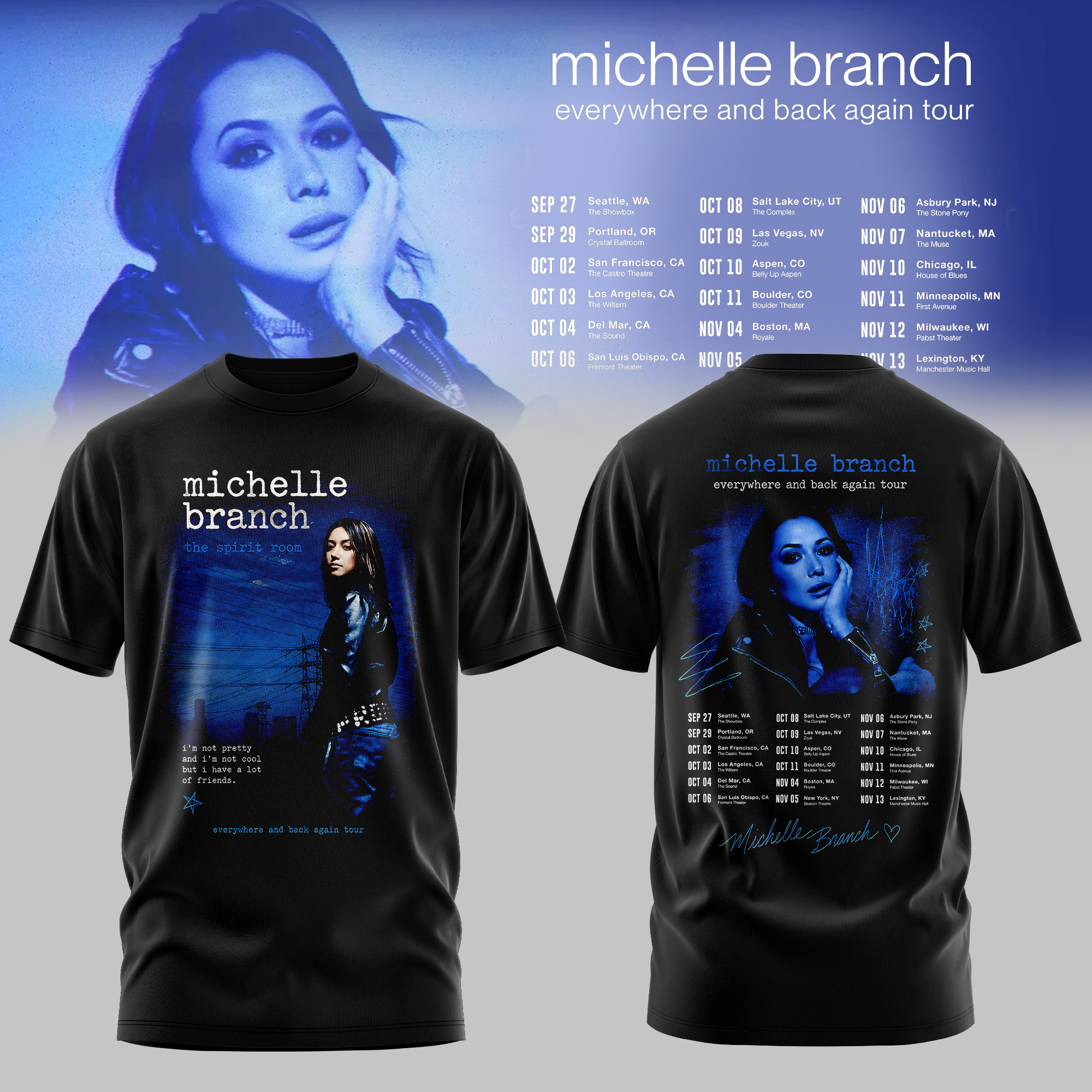 Michelle Branch Everywhere And Back Again Tour Collection Signature Music Fan Graphic Tee
