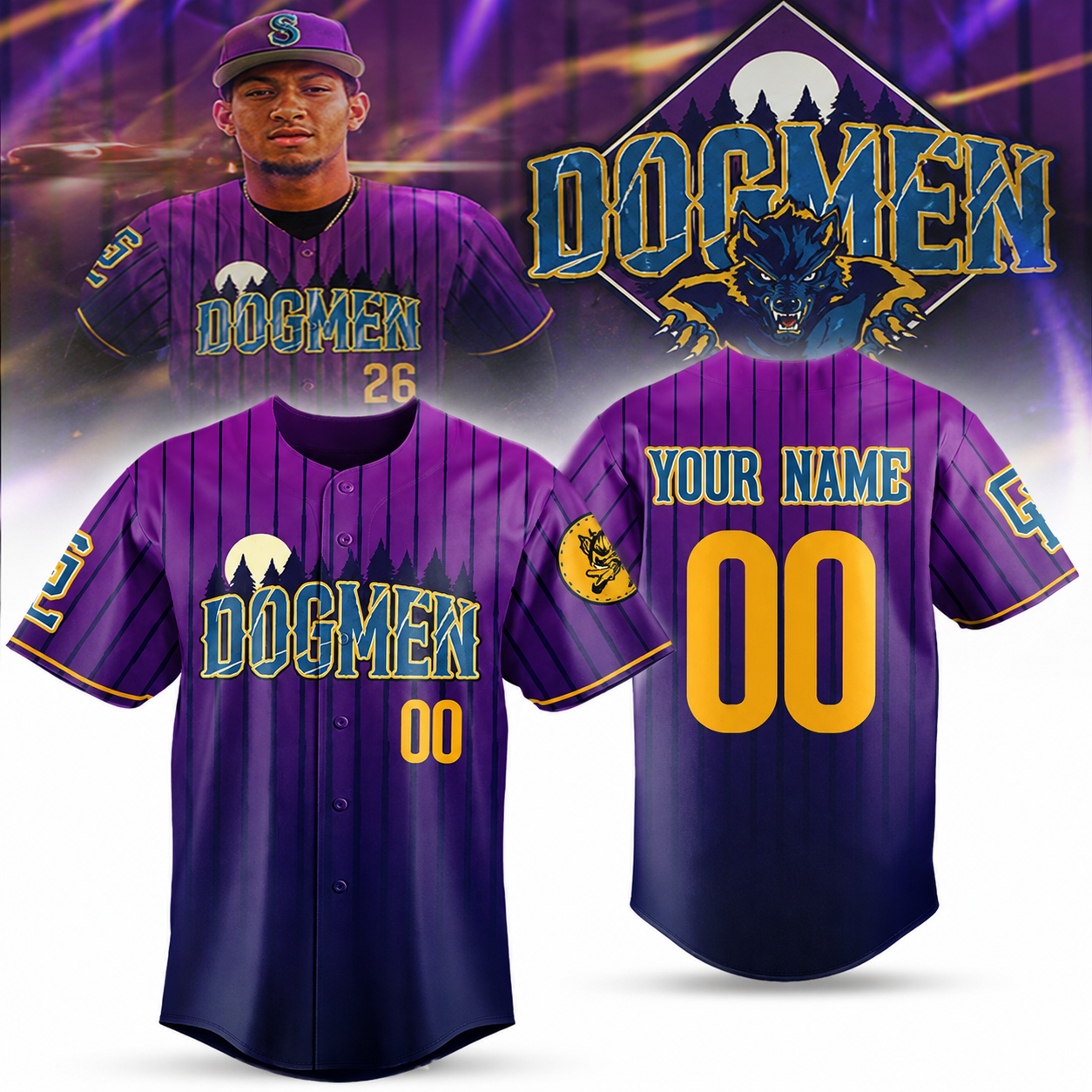 Michigan Dogmen Team Replica Baseball Jersey Custom Name and Number Sports Fan Edition 1 - Unicasport Michigan Dogmen Team Replica Baseball Jersey Custom Name and Number Sports Fan Edition