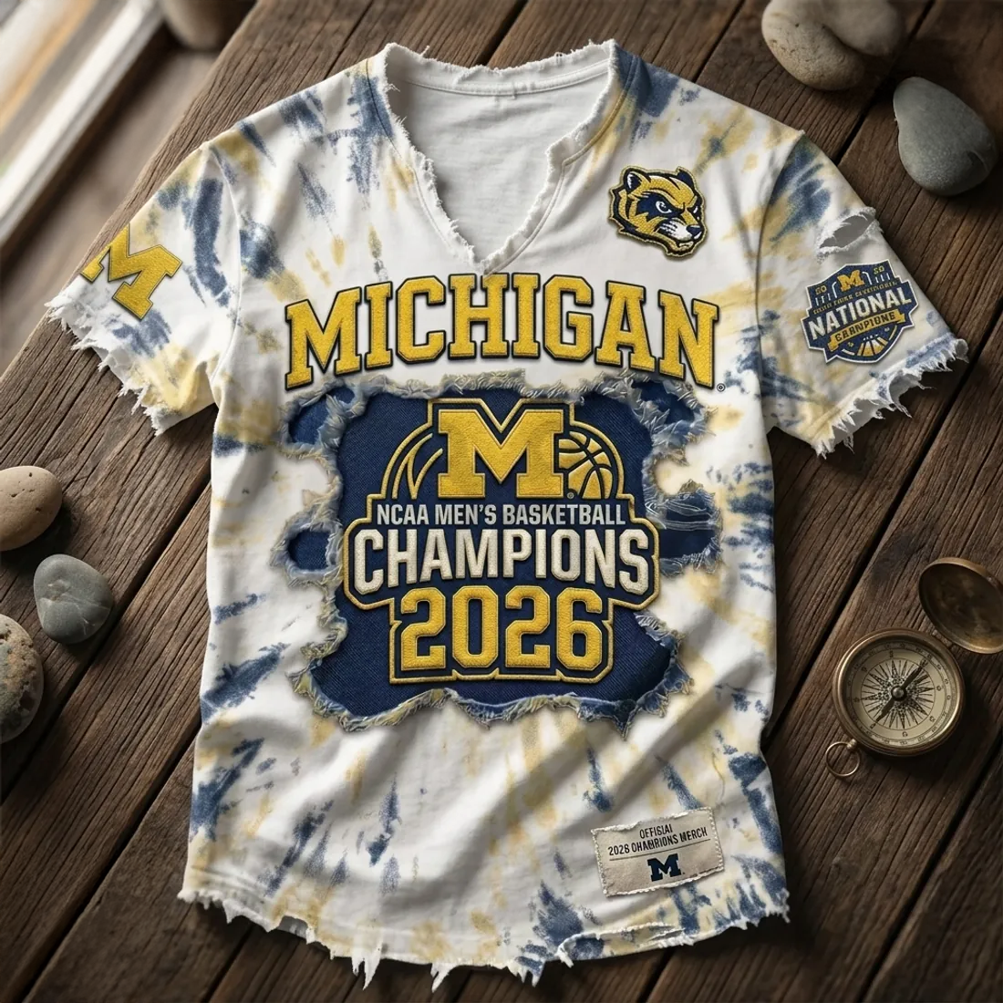 Michigan Wolverines 2026 NCAA Champions Tie Dye Graphic T Shirt