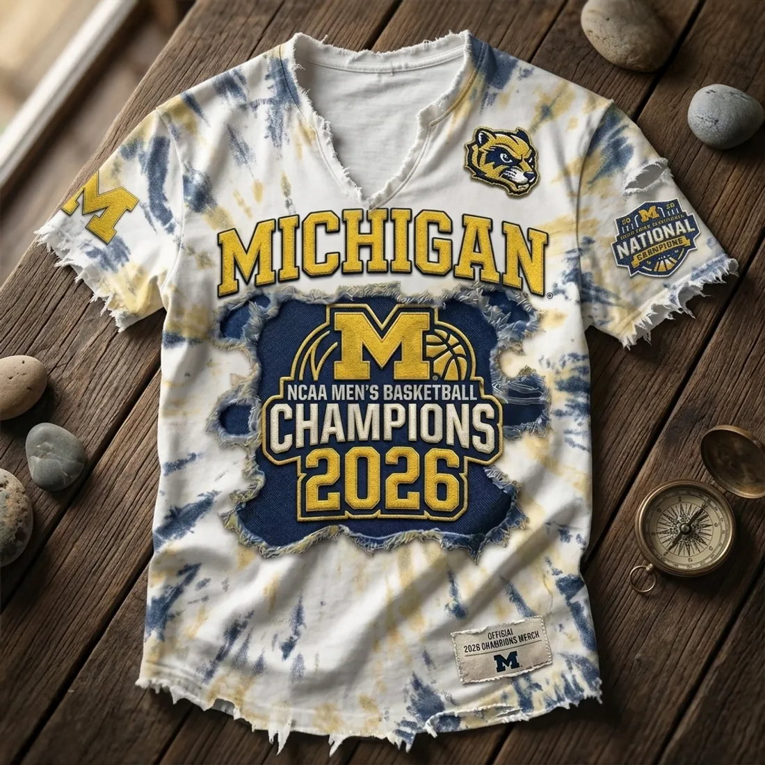 Michigan Wolverines 2026 NCAA Champions Tie Dye Graphic T Shirt