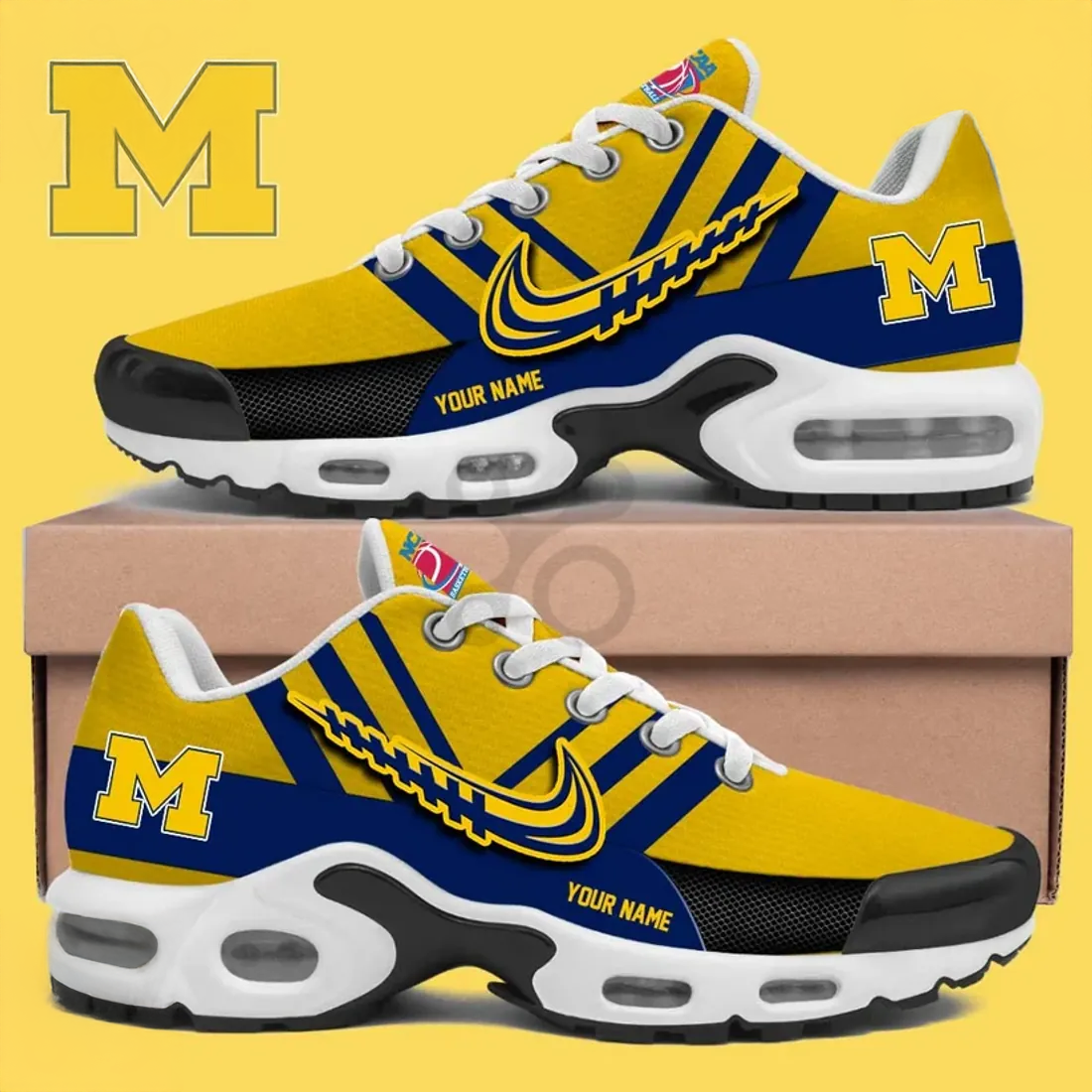 Michigan Wolverines Yellow Blue Air Max Sport Sneakers Collection
