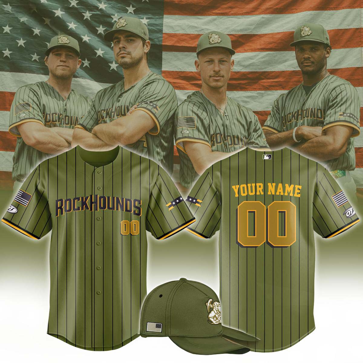 Midland RockHounds Military Appreciation 2026 Game Custom Baseball Jersey Memorial Tribute 1 - Unicasport Midland RockHounds Military Appreciation 2026 Game Custom Baseball Jersey Memorial Tribute