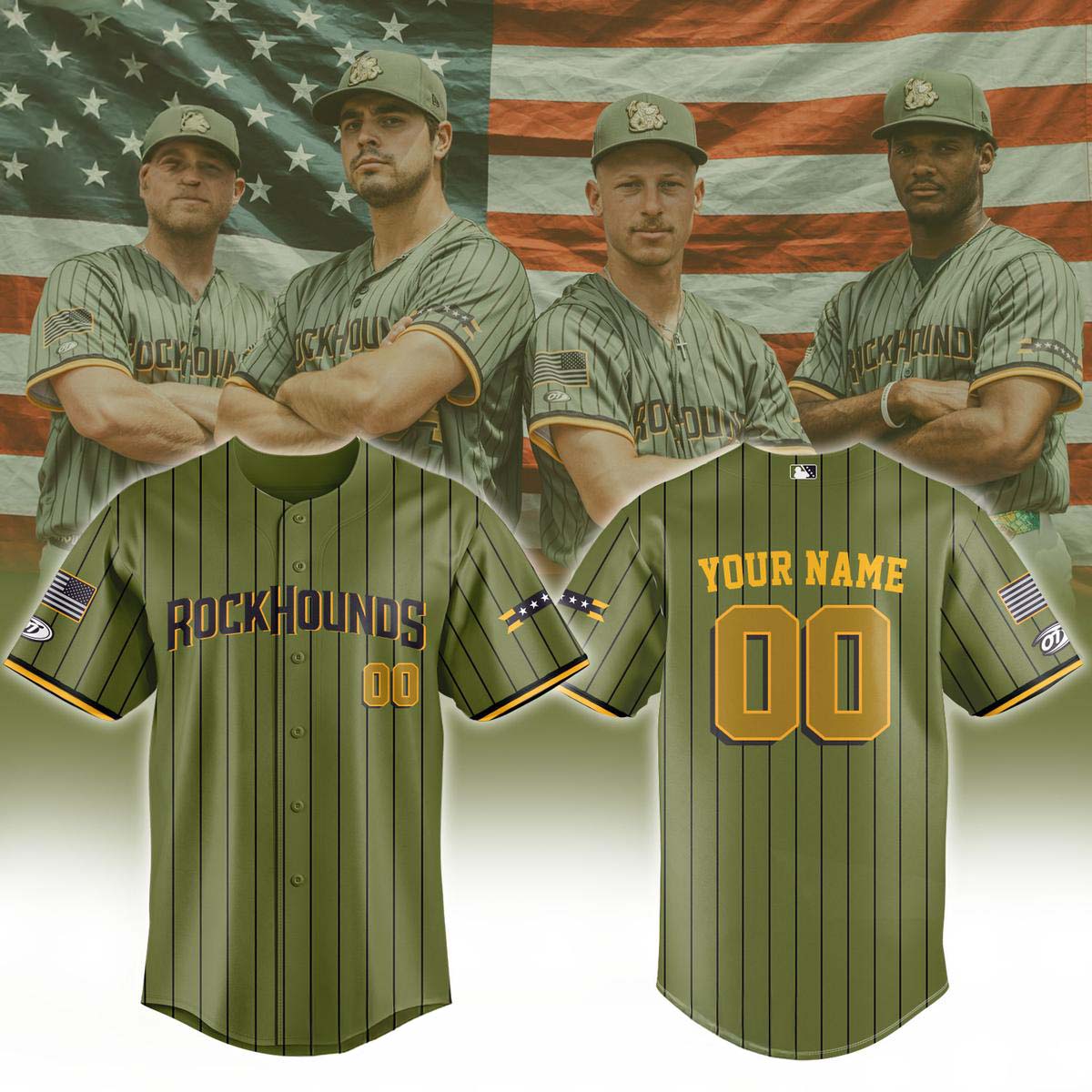 Midland RockHounds Military Appreciation 2026 Game Custom Baseball Jersey Remembrance 1 - Unicasport Midland RockHounds Military Appreciation 2026 Game Custom Baseball Jersey Remembrance