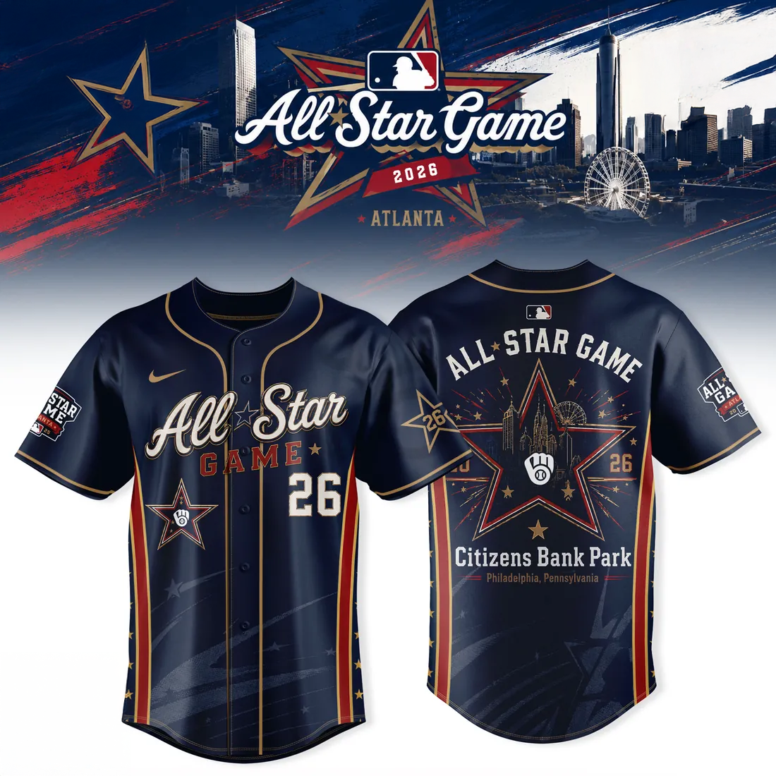 Milwaukee Brewers 2026 All Star Game Navy Baseball Jersey Collection