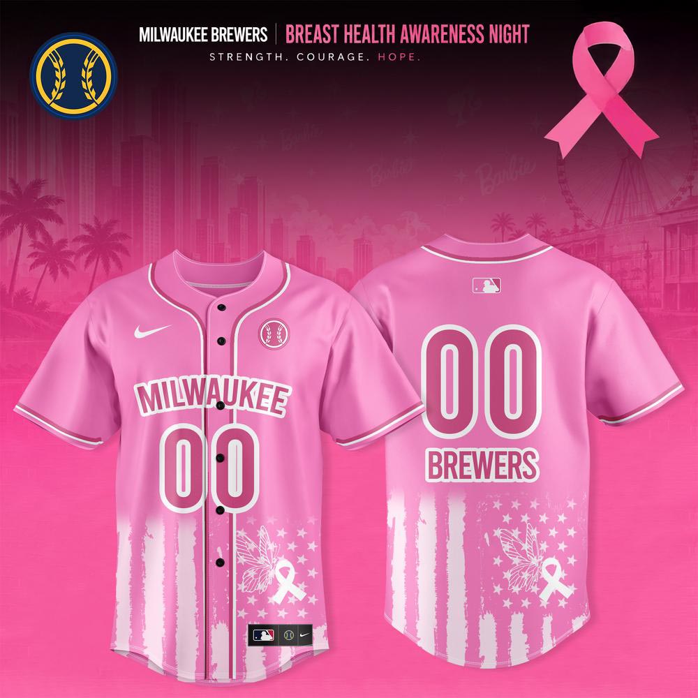Milwaukee Brewers Breast Health Awareness Night 2026 Pink Ribbon Baseball Jersey Personalized Fan Gift 1 - Unicasport Milwaukee Brewers Breast Health Awareness Night 2026 Pink Ribbon Baseball Jersey Personalized Fan Gift