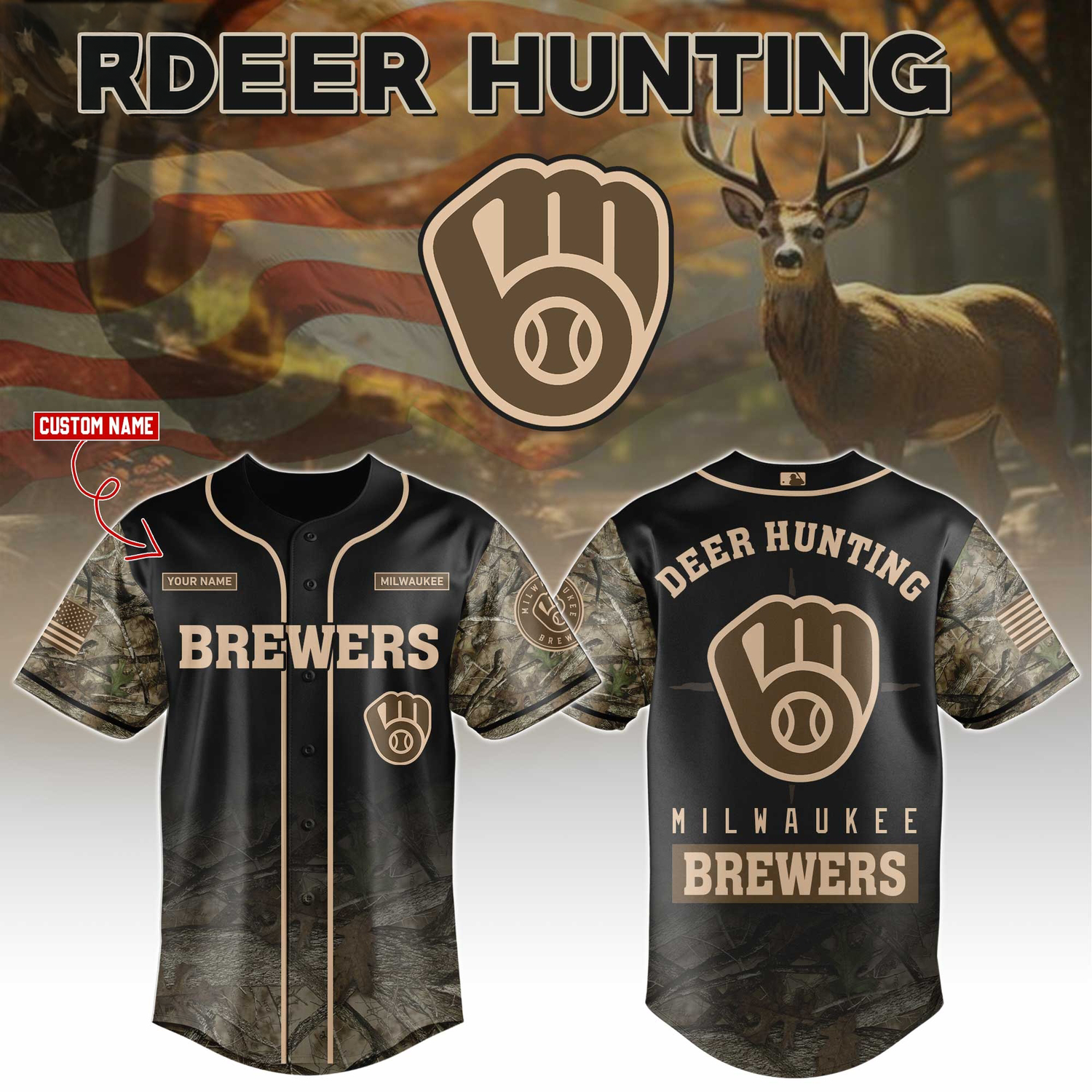 Milwaukee Brewers Deer Hunting Limited Edition Baseball Jersey