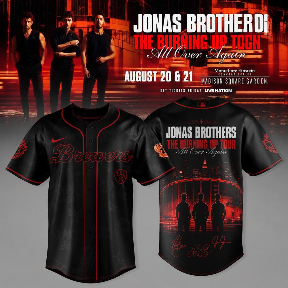 Milwaukee Brewers Jonas Brothers The Burning Up Tour 2026 Baseball Jersey 2 - Unicasport Milwaukee Brewers Jonas Brothers The Burning Up Tour 2026 Baseball Jersey