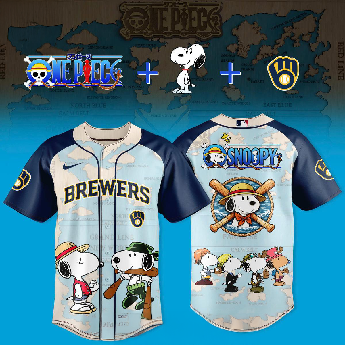 Milwaukee Brewers x Snoopy x One Piece 2026 Jersey